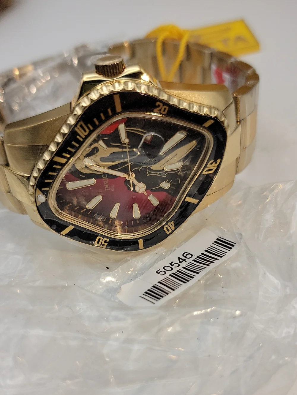 NWT Invicta Gold Black 50546 Artist SURREAL Quartz Watch 40mm Red Gradient Dial